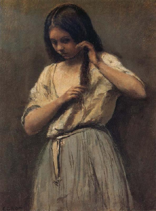 Corot Camille Girl Peninandose France oil painting art